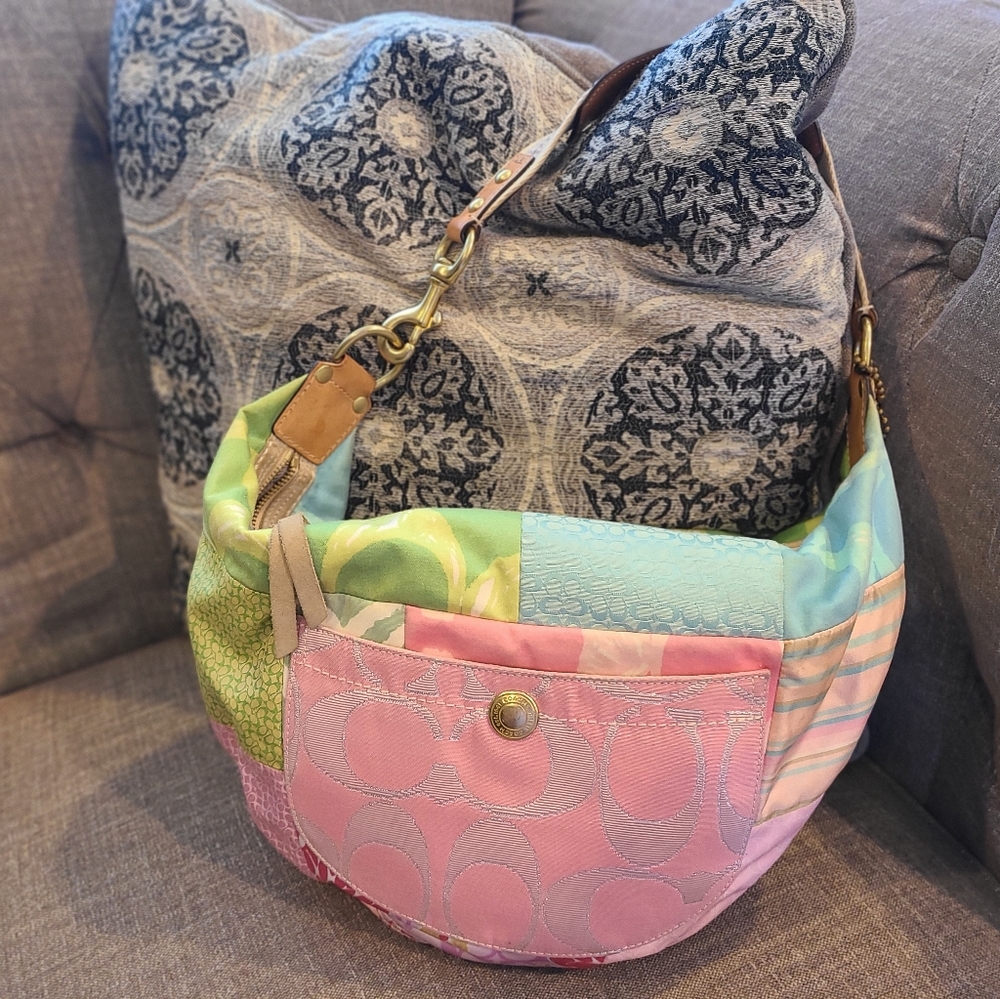 Coach Hamptons Patchwork Pastel Hobo Bag